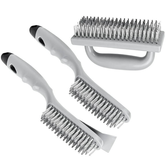 3PCS Stainless Steel Wire Brush Set, Block Wire Brush, Rust Cleaning Brush with Scraper, Welding Slag Removal Tool, Steel Wire Cleaning Brush Set