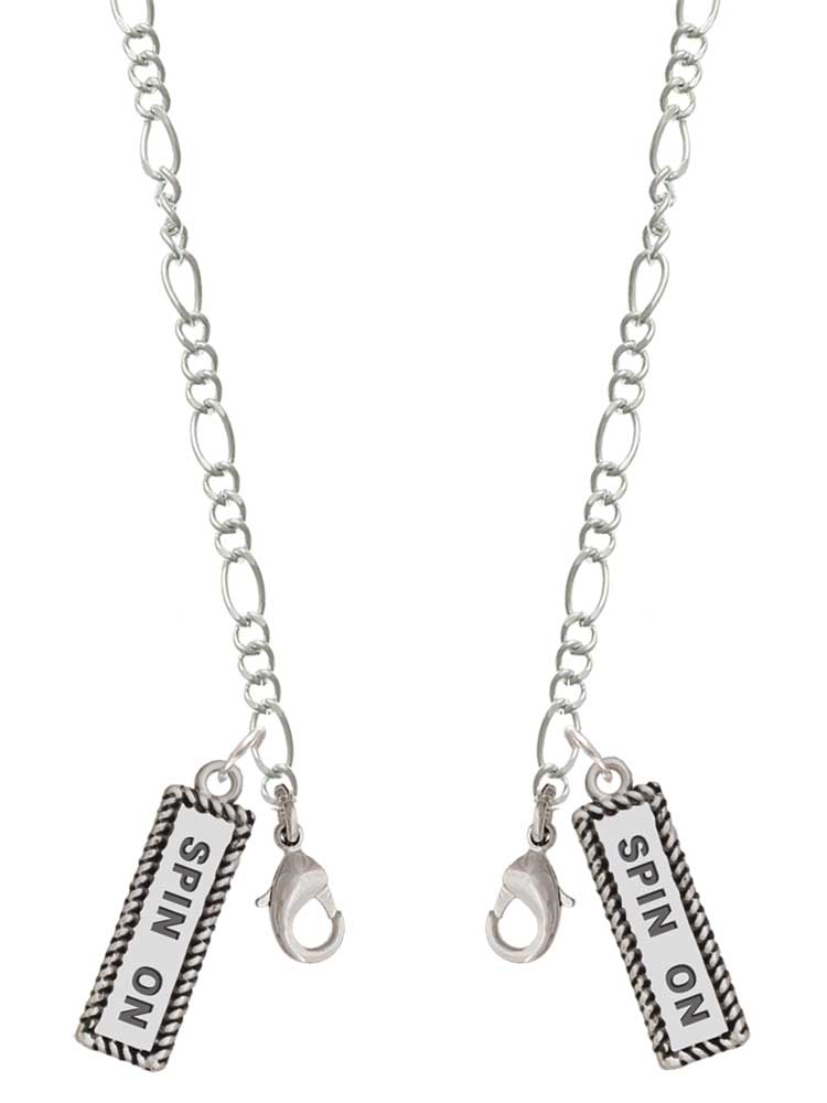 Spin On Silvertone Face Mask Necklace