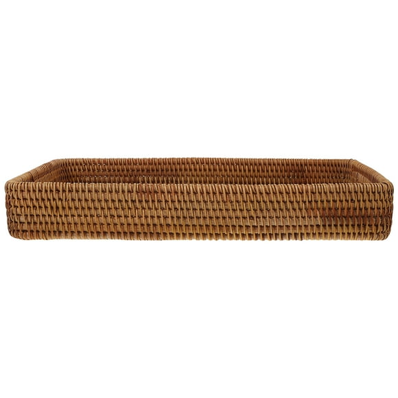 Bandeja de mimbre rectangular, bandeja de mimbre tejida a mano, bandeja decorativa para servir