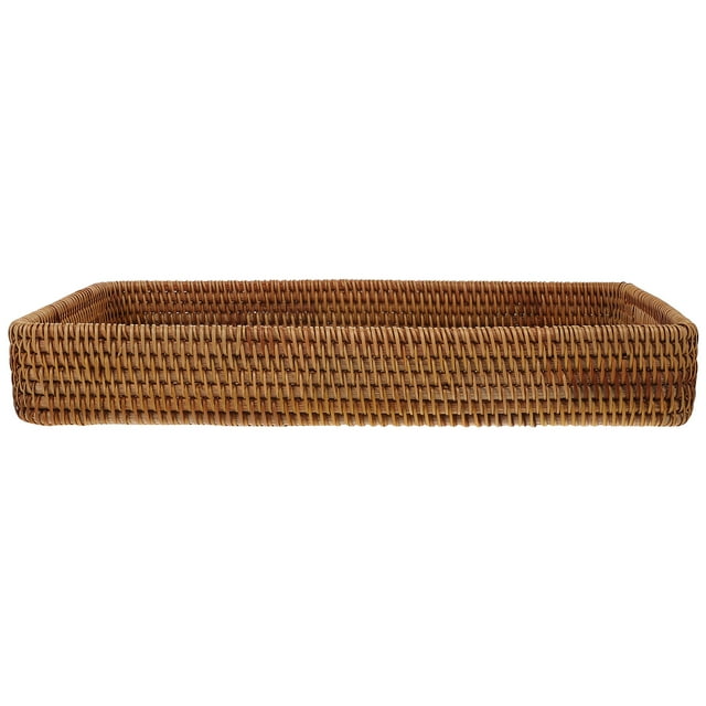 Bandeja de mimbre rectangular, bandeja de mimbre tejida a mano, bandeja decorativa para servir