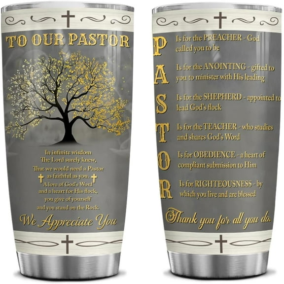 Pastor Gifts For Men 20 Oz Tumbler, Pastor Appreciation Gifts, Pastor Retirement Gifts, Youth Pastor Gifts Birthday Christmas Cup Mug Religious Scripture, Baptism Christian, Pastoral Gift From Church