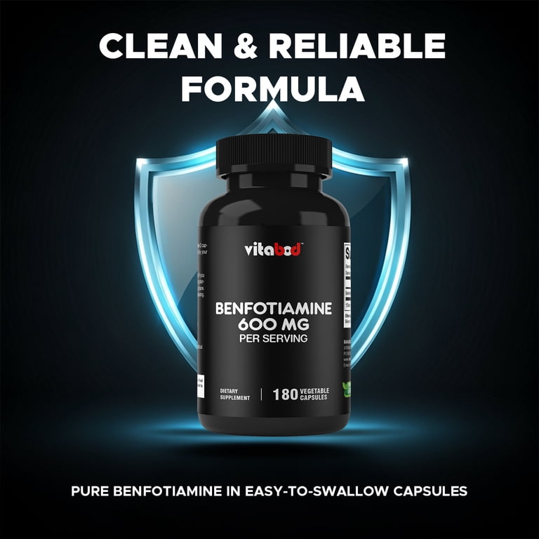 Benfotiamine 600mg Supplement - 120 Veggie Caps, Vitamin B1, Vegan, Premium Quality 2 thumbnail image