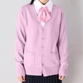 thumbnail image 2 of PMVFHDE Women's Winter Japanese Style Solid Color Cute Casual Long Sleeve Button Pocket Warm Sweater Cardigan Pink,L, 2 of 4