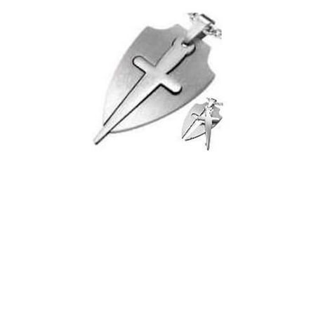 - Sword Cross Dog Tag Pendant Stainless Steel