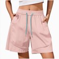 thumbnail image 2 of KPOPLK Women's 5"/ 7" Athletic Running Shorts Drawstring Quick Dry Lightweight Workout Gym Shorts with Pockets UPF 50+ Size M,Pink, 2 of 6
