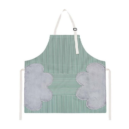 

Mittory Waterproof Strip Apron Kitchen Cooking Wipe Hands Pocket Pinafore