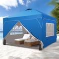 thumbnail image 4 of Outdoor Basic 10x10 Pop Up Canopy Tent with One Push Setup, Portable Sun Shade Tent, Instant Easy Up Canopy with 4-Sidewalls & Hand Bag, Outdoor Fldable Gazebo with Vent Top, Blue., 4 of 11
