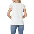 thumbnail image 3 of INSPIRE CHIC Lace Tank Top for Women's Hollow-Out Summer Cap Sleeve V Neck Top L White, 3 of 6