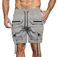 thumbnail image 1 of Pantalones cortos cargo para hombre con cintura elástica: pantalones de trabajo de verano, poliéster, bolsillos espaciosos, tallas S-XXXL para uso deportivo y casual., 1 of 5