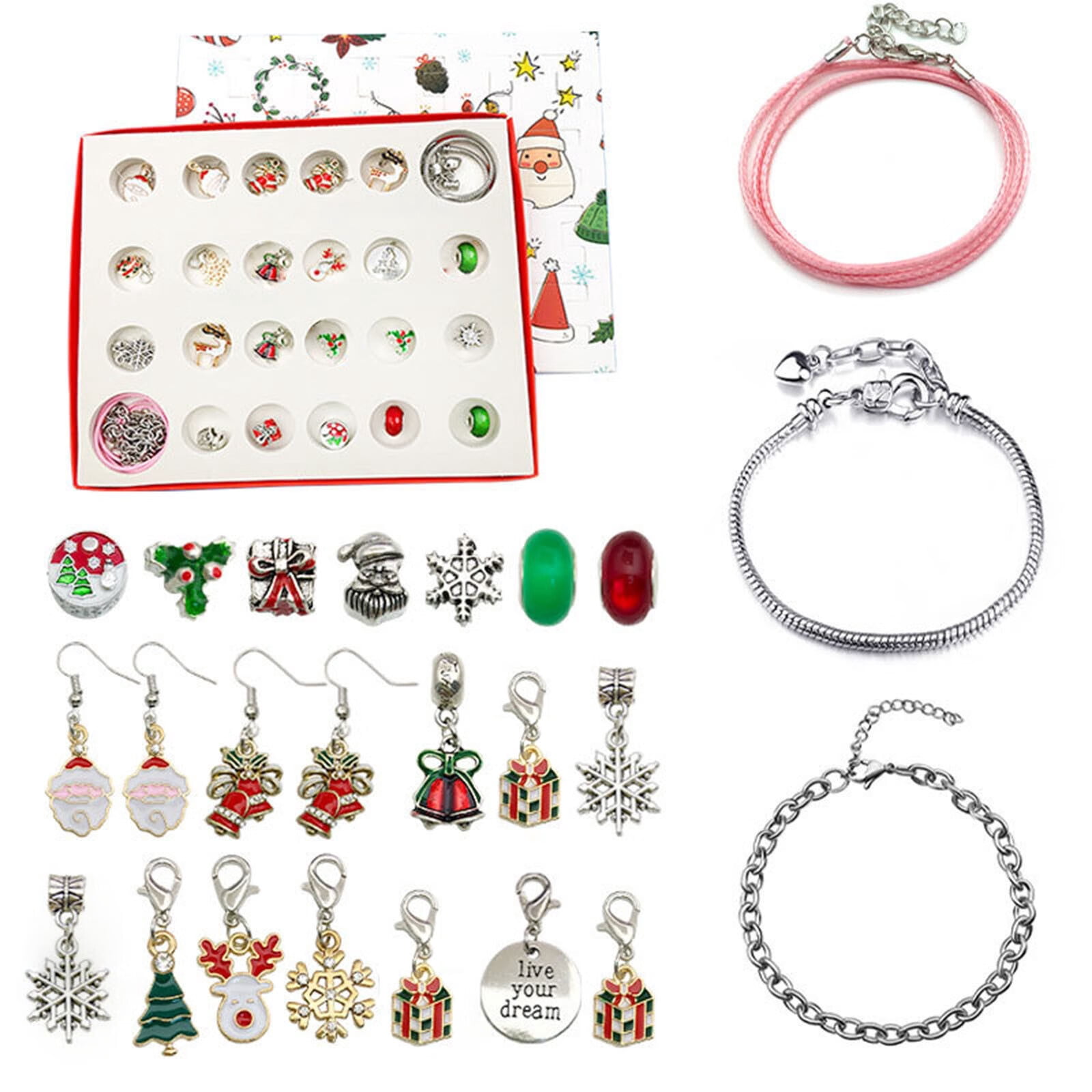 GNEIKDEING 24pcs Christmas Bracelet Charms Christmas Advent Calendar  Bracelets DIY Christmas Bracelets Set For Christmas 24 Day Countdown Girls  Christmas Gifts One Size B - Walmart.com