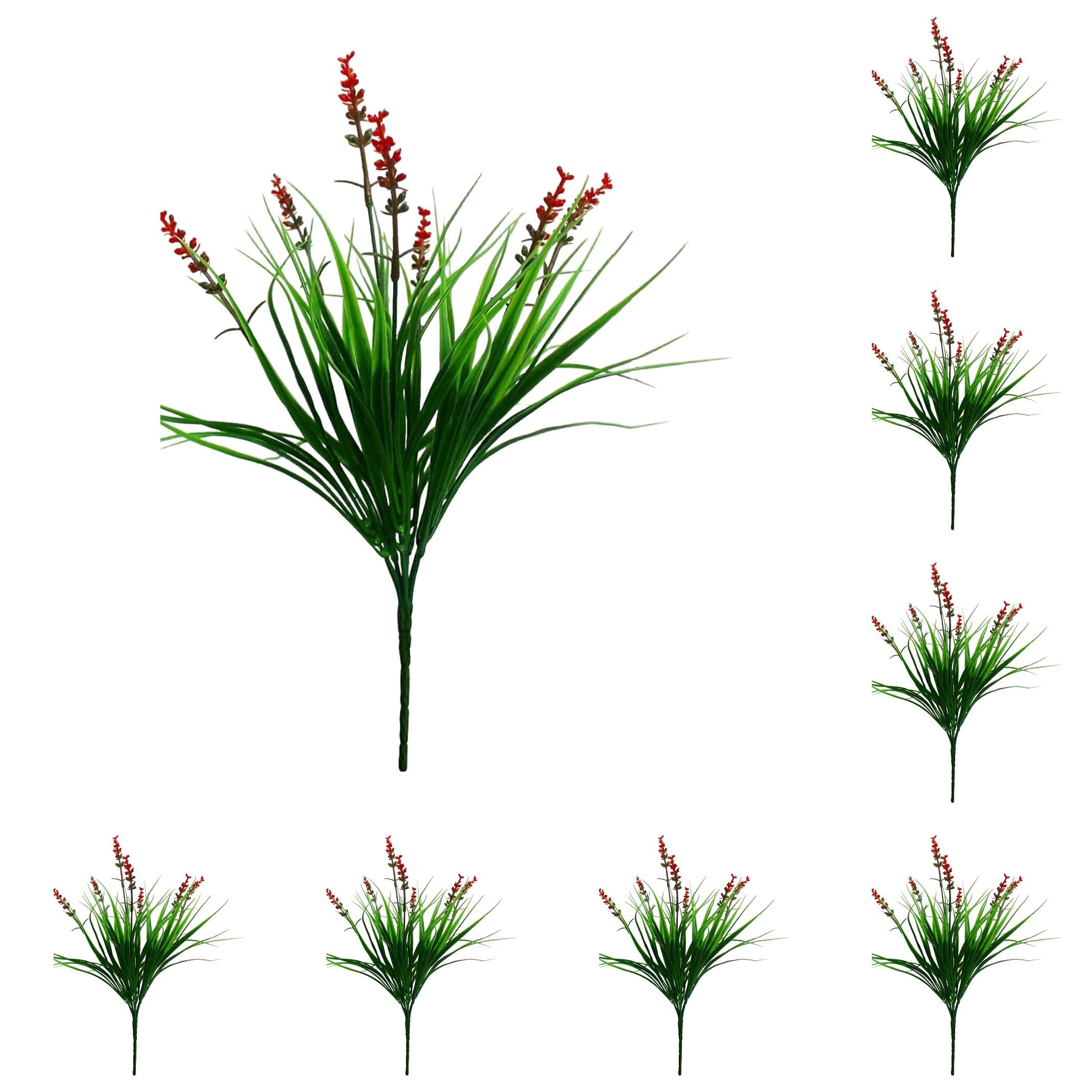 ERTZAE Faux Lavender Spray Set,Fade-Resistant Greenery For Window Box,Balcony,Front Porch Decor,Fireplace Florals,10-Pack Artificial Lavender Grass Flower,Red 13.8-Inch Outdoor Plant for Garden,Patio