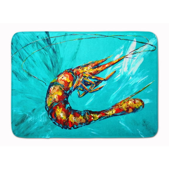 Carolines Treasures MW1100RUG Shrimp Teal Shrimp Machine Washable Memory Foam Mat 19 X 27" multicolor