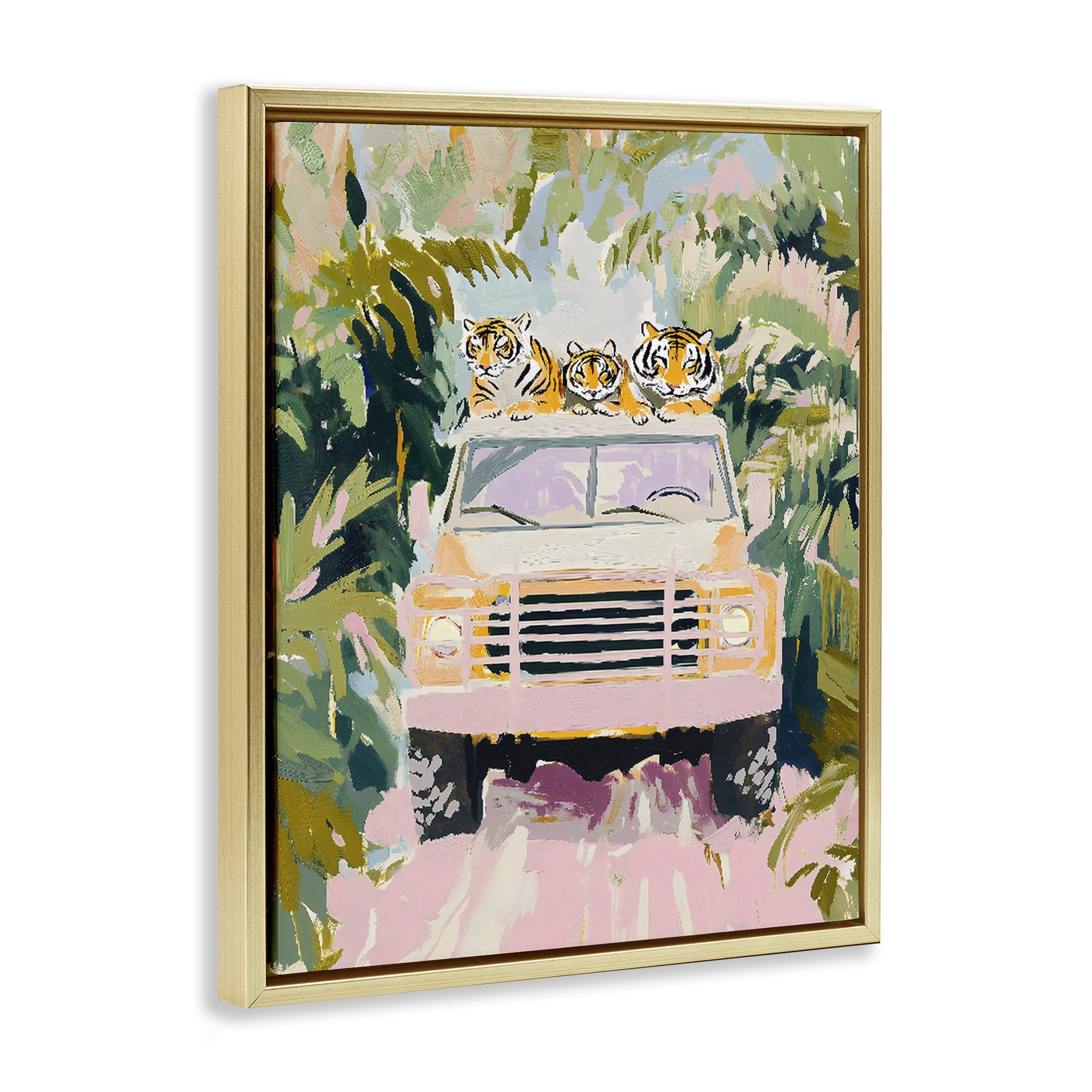 Stupell Industries Safari Trip Tiger Trio Gold Framed Floater Canvas Wall Art, design by The Prints Vibe