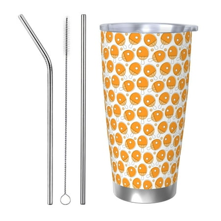

Salouo Ping-Pong Table Tennis Racket Print 20oz Tumbler with Lid Stainless Steel Vacuum Insulated Tumbler Durable Insulated Coffee Mug Thermal Cup with Splash Proof Sliding Lid-Straw Three-piece Set
