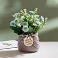 thumbnail image 4 of Flores artificiales en maceta, pequeño jarrón de cerámica, plantas de flores falsas, decoración de escritorio para interiores, 4 of 5