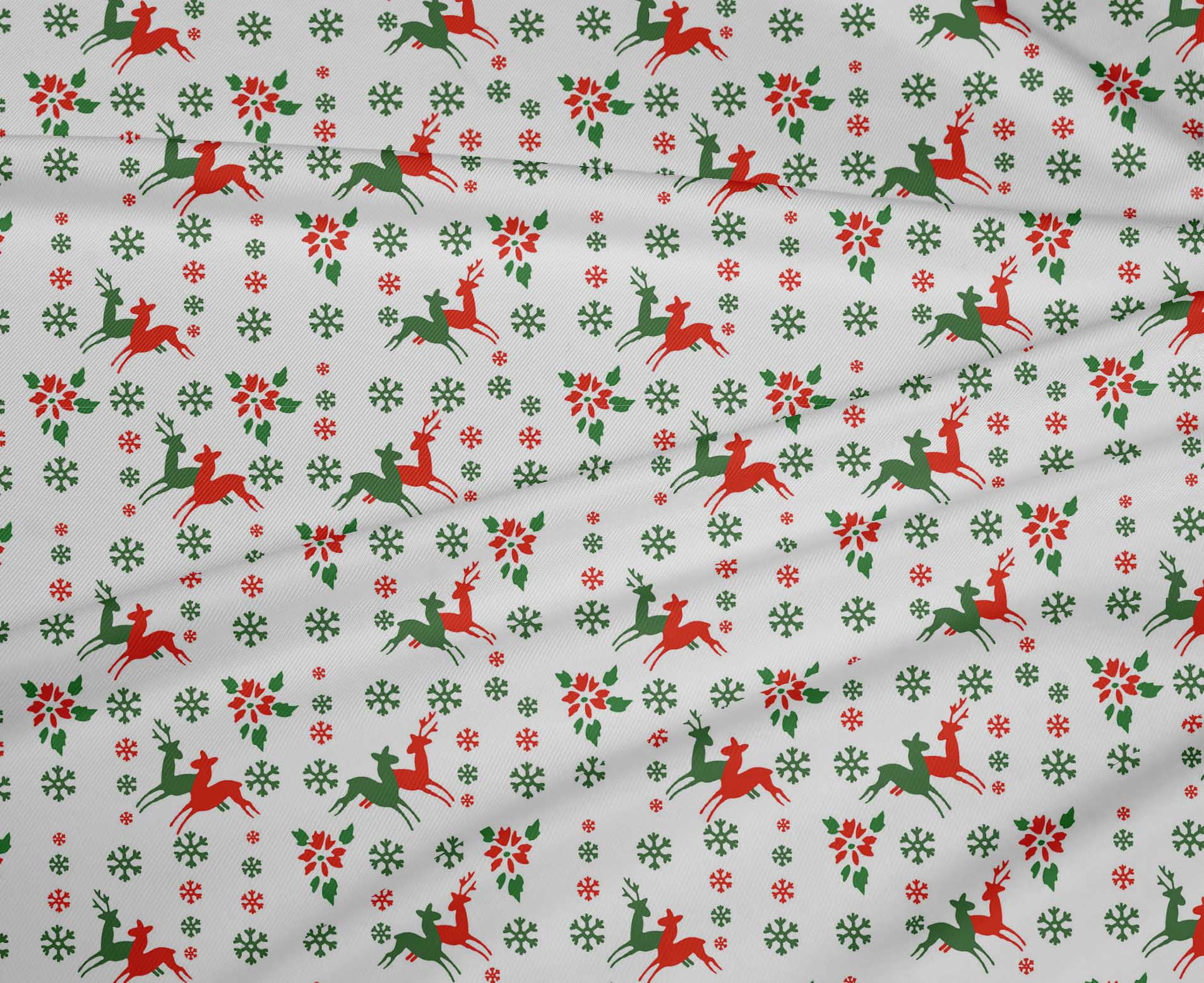 oneOone Polyester Lycra Green Fabric Christmas Dress Material Fabric Print Fabric By The Yard 56 Inch Wide