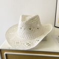 thumbnail image 4 of UDIYO Cowboy Hat Hollow Out Curled Edge Wide Brim,Men & Women's Summer Sun Hat Fishing Hat, 4 of 6