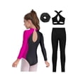thumbnail image 4 of TSSOE Gymnastics Leotard for Girls Long Sleeve Rhinestone Bodysuit Tumbling Unitard with Crop Top and Leggings Rose 16, 4 of 5