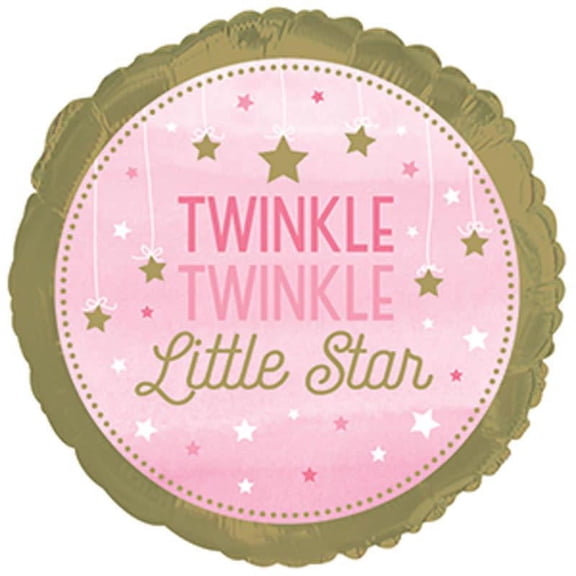 LOONBALLOON Baby-Shower Balloons, 17″ ONE LITTLE STAR GIRL TWINKLE