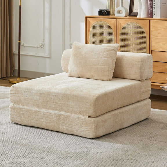 CQSXDA Compression Floor Sofa Bed in Soft Chenille Fabric, No Assembly Required, Perfect for Bedrooms
