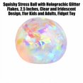 thumbnail image 2 of Squishy Stress Ball with Holographic Glitter Flakes, 2.5 Inches, Clear and Iridescent Design, for Kids and Adults, Squeeze Toy, 2 of 3