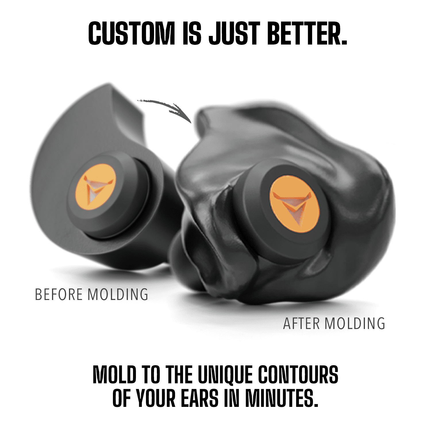 Decibullz Percussive Moldable Earplugs 33 dB NRR for Hunting & Shooting, Gun Range Hearing Protection for Shooters, Reusable Ear Plugs for Shooting Range, molding tool included, One Size