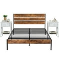 thumbnail image 6 of VECELO 3-piece Bedroom Set, Metal & Wood Platform Bed with Set of 2 Nightstand, Full Size, 6 of 8