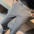 thumbnail image 3 of 9 Pantalones de traje rectos recortados para hombre, pantalones de verano grises para hombre, pantalones formales clásicos 2024, sastrería antiarrugas, baratos, chinos para hombre, 3 of 5