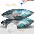 thumbnail image 4 of Teal Grey Throw Pillow Covers 16x16 Inch Set of 2, Abstract Art Oil Painting Modern Geometric Waterproof Outdoor Pillow Covers, Decorative Cushion Pillowcases for Couch, Sofa, Bed, Garden, Patio, 4 of 9