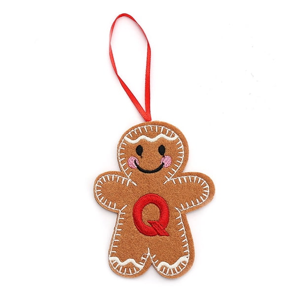 Adornos de jengibre con iniciales del alfabeto Monograma de jengibre Adorno colgante para el árbol de Navidad con la letra del apellido Decoración para el árbol de Navidad
