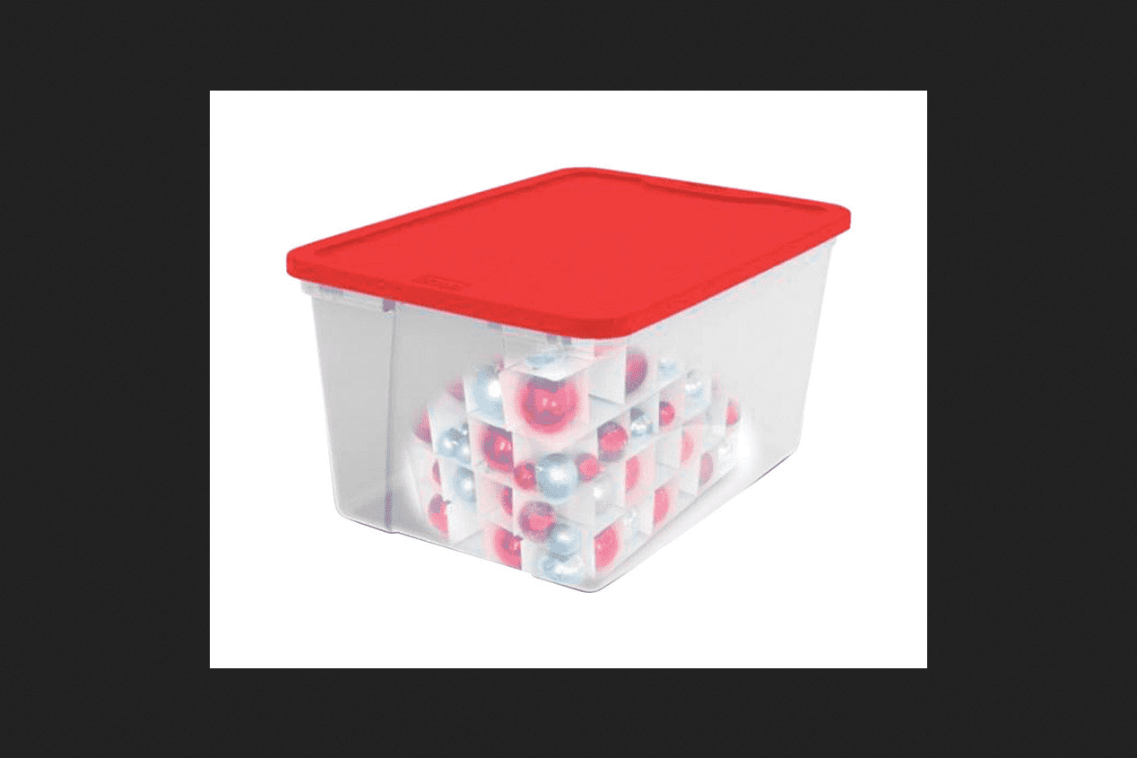 Homz Ornament Storage Tote 123/16 in. H x 16 in. W x 231/2 in. D