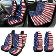 thumbnail image 2 of Uorisanigo American Flag Car Front Back Seat Covers Full Set with Seatbelt Pads Coasters Steering Wheel Protector Headrest Cushion Shift Knob Handbrake Cover Center Console Cover Key Chains,18 Pack, 2 of 7