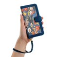 thumbnail image 7 of Leather For Samsung Galaxy A37 5G 6.7-inch Floral  Printed Wallet Case, With Card Holder,Wristband,Magnetic Clasp Kickstand Folio Cover,Dark Blue,For Galaxy A37 5G, 7 of 7