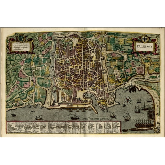 24"x36" Gallery Poster, map of palermo italy 1612