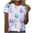 thumbnail image 2 of Pntutb top Pâques Femmes Imprimé Col Rond T-Shirt à Manches Courtes Col Rond Top/chemise, 2 of 3