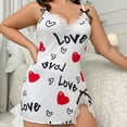 thumbnail image 5 of Tisuna Onesie Nightdress For Women Love Letter Heart Print V Neck Slip Pajamas Comfortable Casual Ladies Valentine'S Summer Silk Sexy Nightgown White Size Xxl, 5 of 7