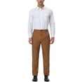 thumbnail image 2 of INSPIRE CHIC Men's Pants Stripes Zipper Closure Front Pockets Dress Pants 32 Brown White, 2 of 7