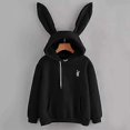 thumbnail image 2 of Women's Sweatshirt,evansamp Cute Bunny Hoodie Long Ear Cotton Solid Pullover Blouse Fleece For Teen Girls, 2 of 5
