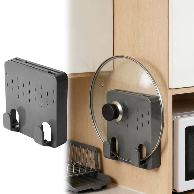 BotaniNest Universal Lid Organizer For Cabinet Upgraded Inside Cabinet Door Wall Mount Pan Top Storage Organizer Rack Holder For Kitchen