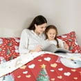 thumbnail image 4 of Feelyou Kawaii Snowman Kids Twin Bedding Sets 7-Piece, Green Christmas Tree Bedding Comforter Set, Cartoon Love Heart Reversible Sheet Sets, Microfiber Bedroom Decor, 4 of 7