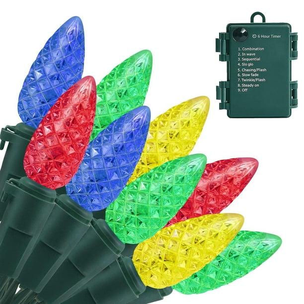 Cadena de luces ASENEK, 5,5 m, 50 LED, multicolor, batería impermeable
