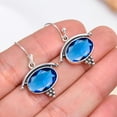 thumbnail image 3 of Blue Sapphire 925 Sterling Silver Earring V10105, Drop/Dangle Earring, Blue Earring, Oval Earring, Gift For Her, Blue Sapphire Earring, 3 of 4