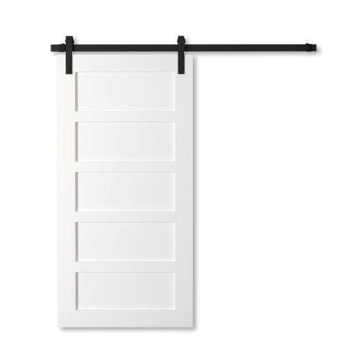 Urban Woodcraft Soho 5 Panel Solid Wood Barn Door (White)
