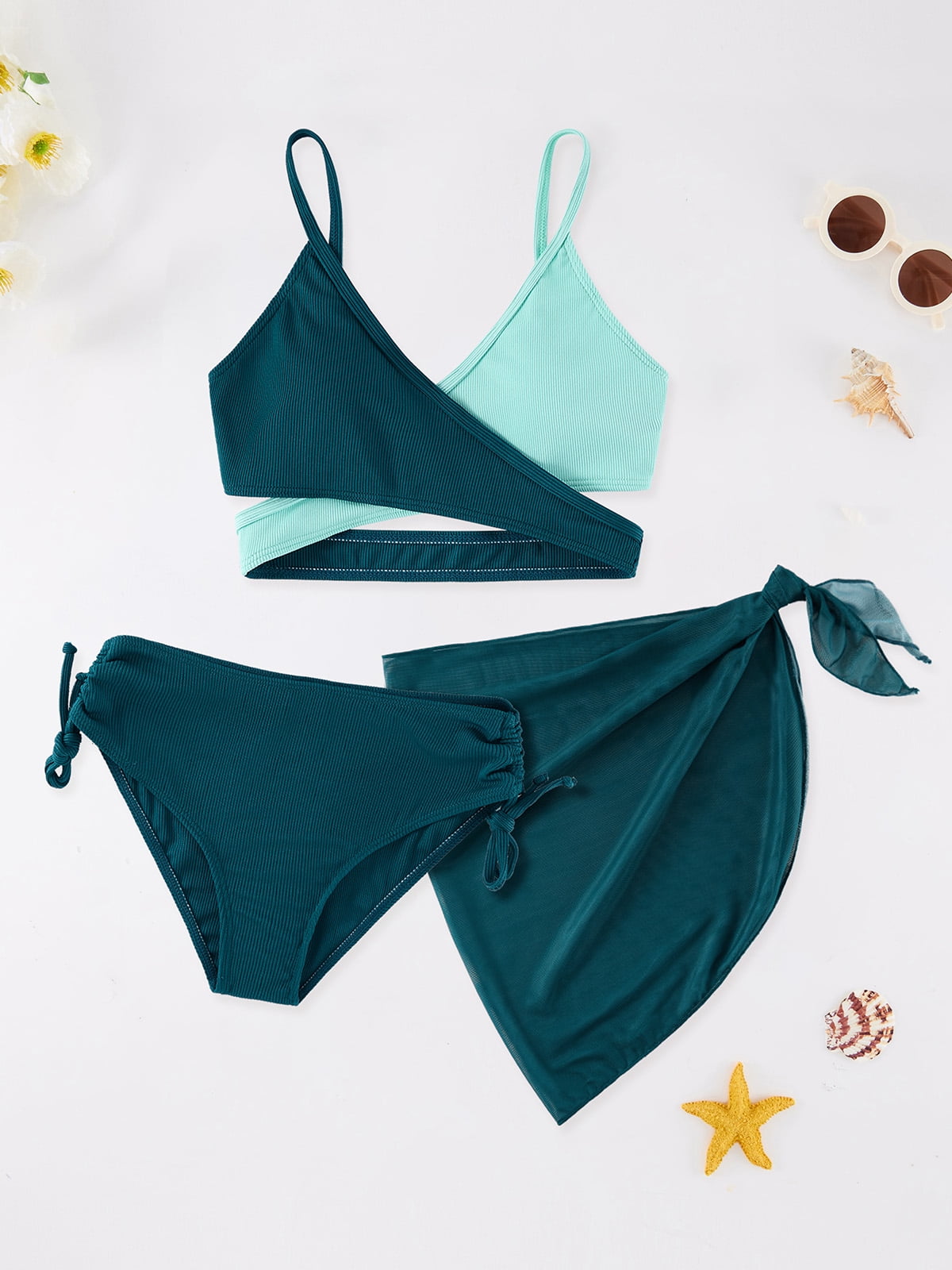 新品★CLANE BACK SLANT SEPARATES SWIMWEAR Athena Next by Athena Curacao Palm Leaf Scuba Crew Neck