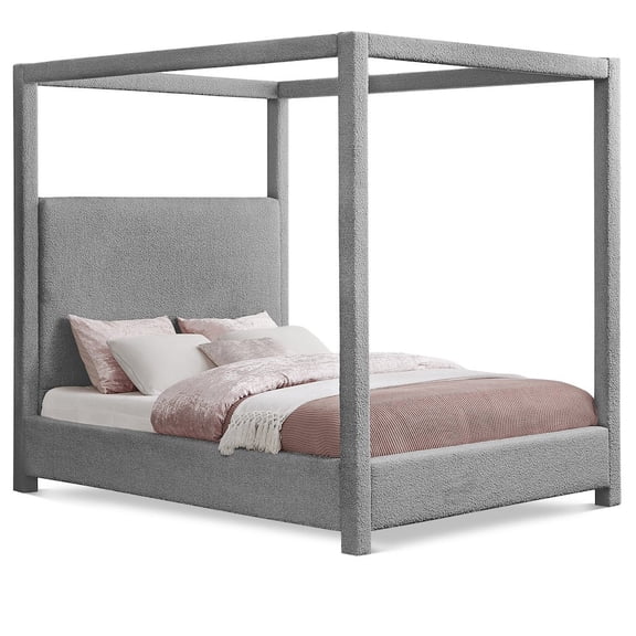 Meridian Furniture Eden Contemporary Boucle Fabric Queen Bed in Gray