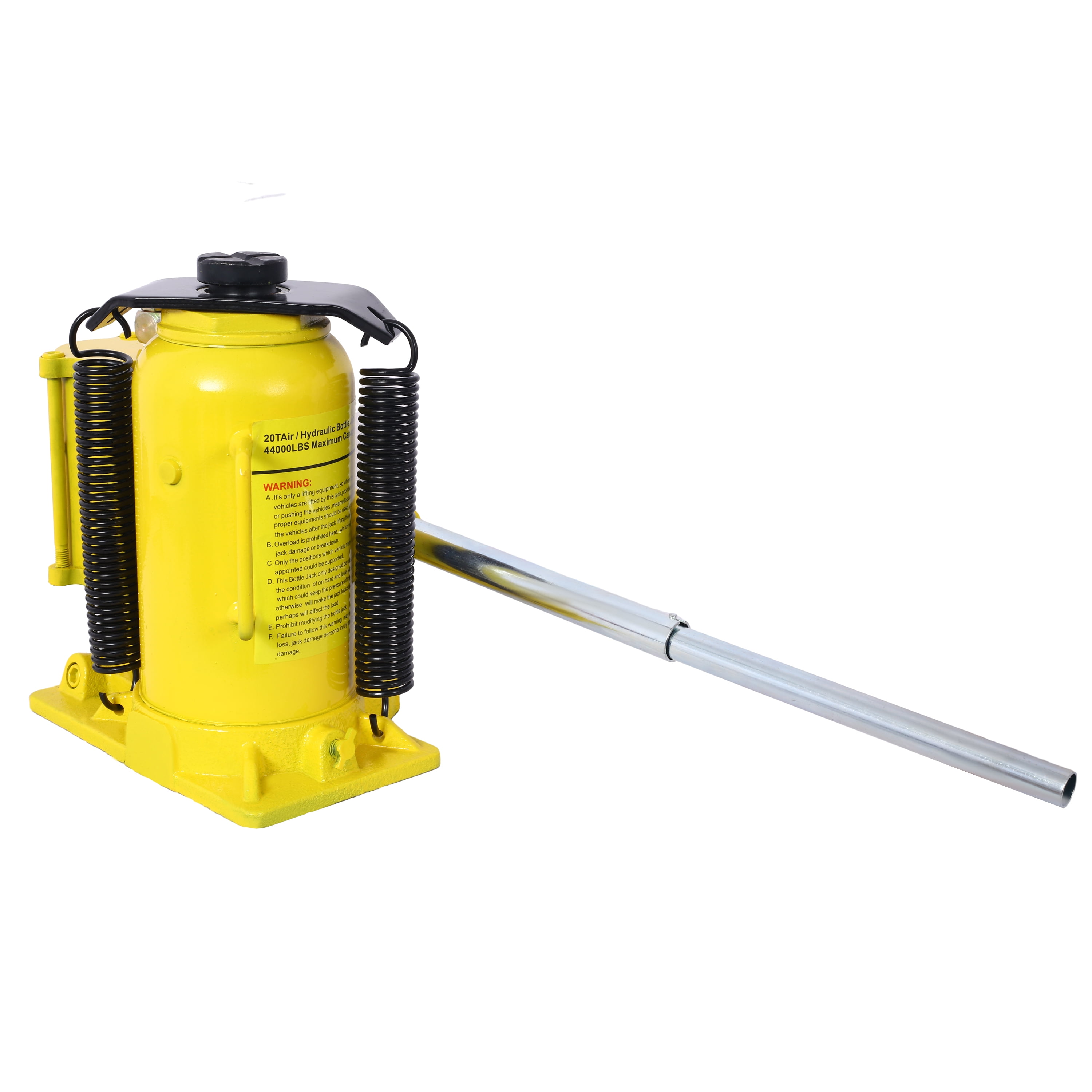 Air Hydraulic Bottle Jack, 20 Ton/44029 LBS All Welded Bottle Jack, 10.2-19.7 inch Lifting Range, Manual Handle and Air Pump, for Car, Pickup, Truck, RV, Auto Repair, Industrial Engineering ,Yellow