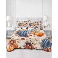 thumbnail image 2 of Orange Blue Fall Pumpkins Queen Size Down Alternative Comforter, Lightweight Comforter Quilt Bedding Set with Pillow Shams Floral Botanical Thanksgiving Vintage Bed Comforter Duvet Insert 90"x96", 2 of 6