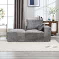 thumbnail image 3 of Sectional Double Lounge Chaise with Chenille Sofa Bed, Fluffy Modern Sleeper Loveseat Chair for Indoor Living Room Bedroom Reading, No Assembly Required (Gray), 3 of 9