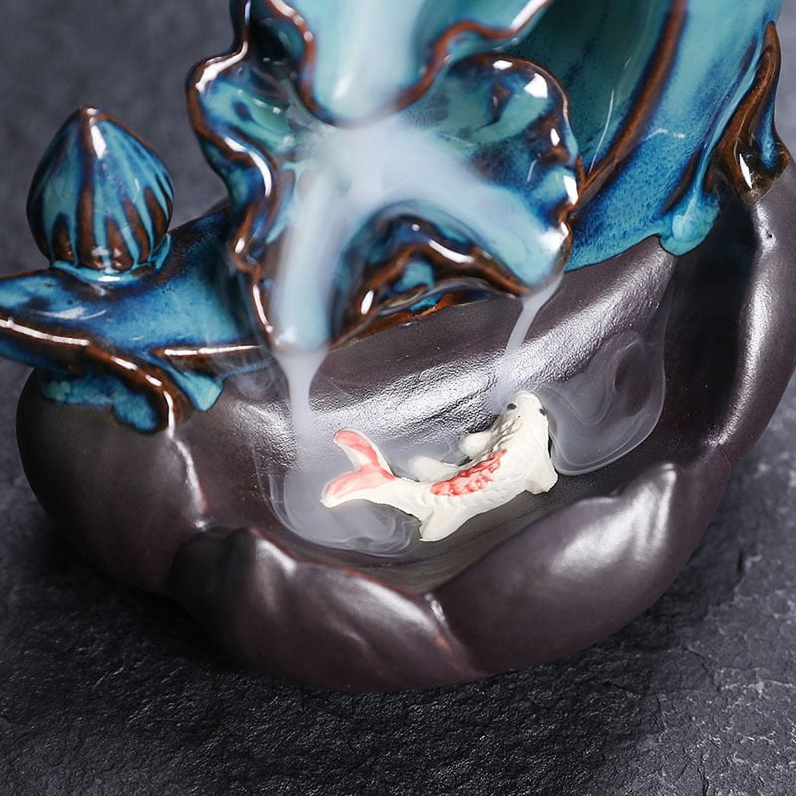 Ceramic Sandalwood Incense Holder Moon Shape Incense Seat Creative Lotus Leaf Backflow Incense Burner Crafts Home Decoration