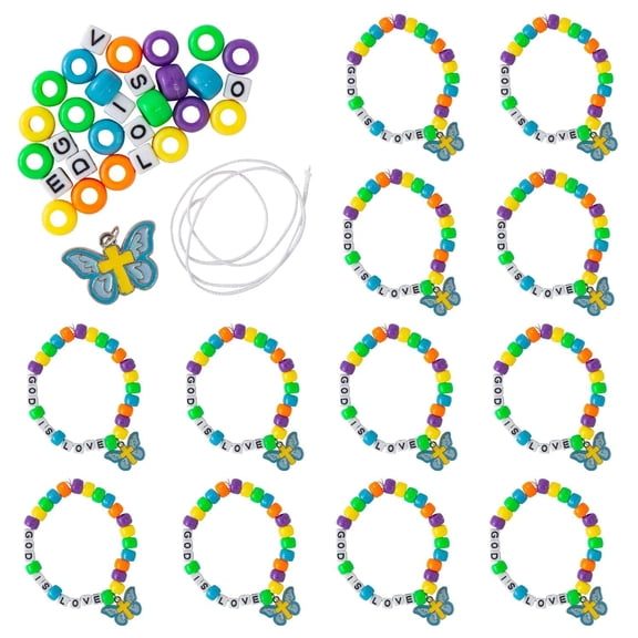 3" Rainforest VBS God Is Love Beaded Bracelet Craft Kit - Makes 12
